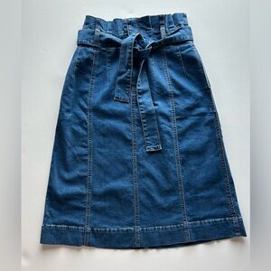 Madewell Womans Denim Paperbag Tie Waist Midi A-Line Skirt Retro Style Boho Sz 2